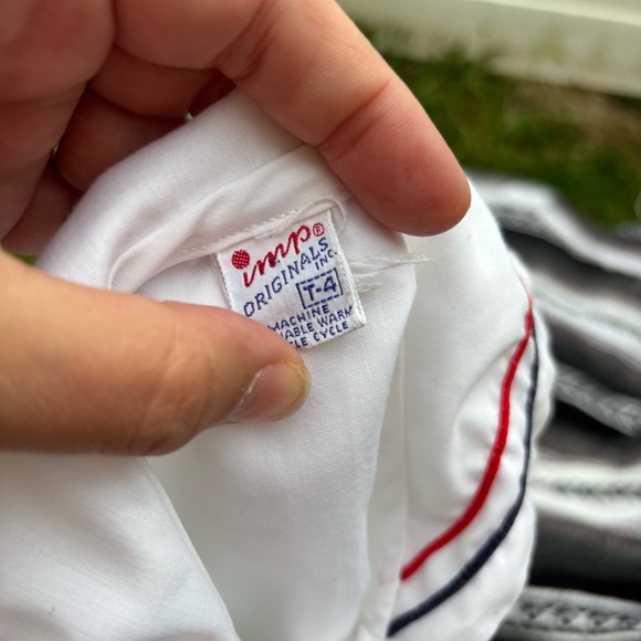 VTG IMP ORIGINALS RED WHITE BLUE SAILOR COLLAR BUTTON UP SHIRT SIZE 4T JULY 4 - Picture 1 of 3